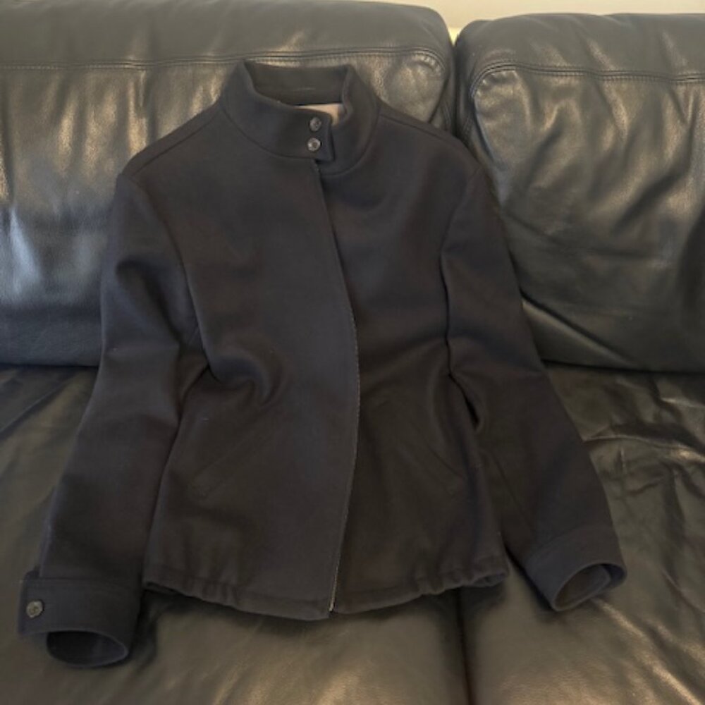 A.P.C. Wool Navy Zip Up Blouson Jacket - Size small